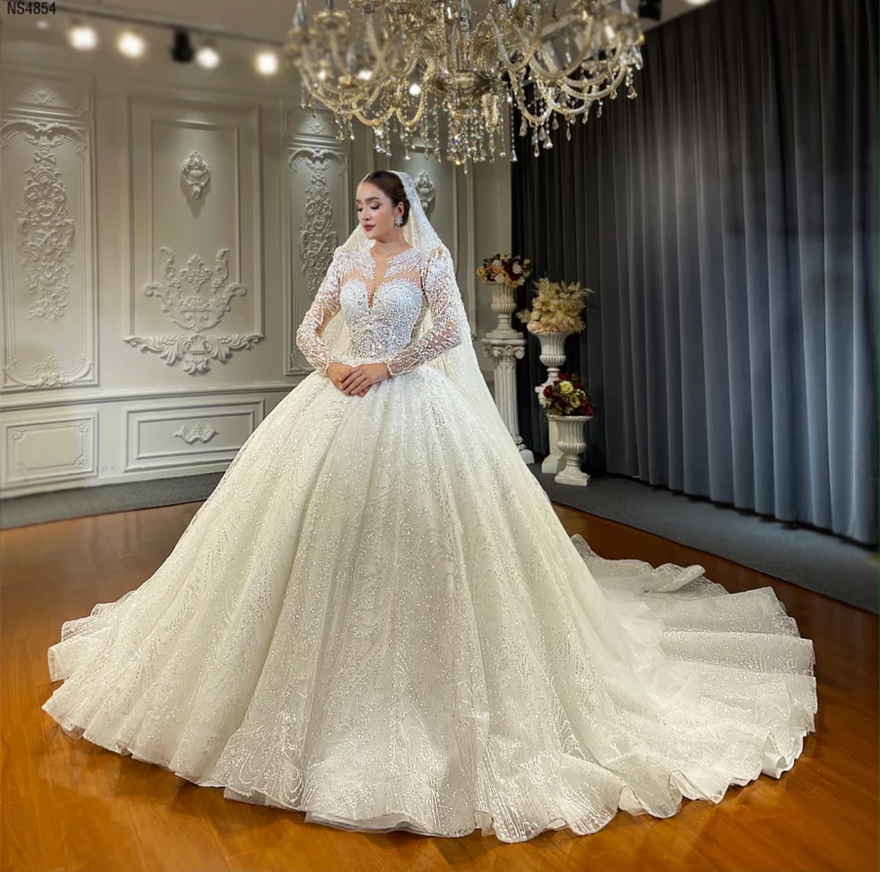 Ivory Lace Ball Gown — Front