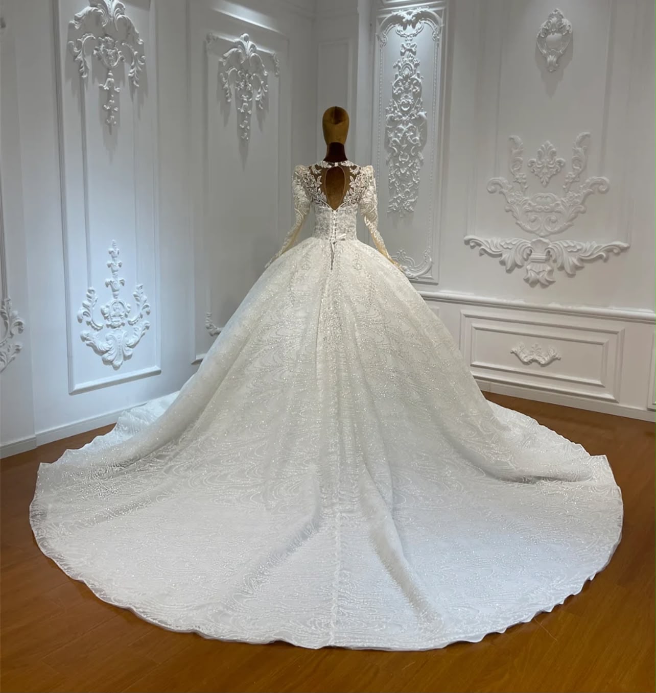 Ivory Lace Ball Gown — Back